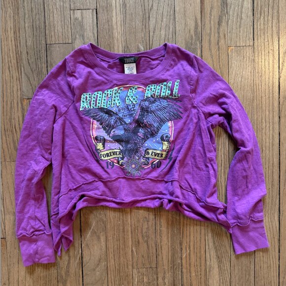 Truce Kids' Rock 'n' Roll Embellished Long Sleeve Cotton Graphic T-shirt - Picture 2 of 3